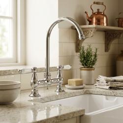 nostalgic-chrome-kitchen-faucet-with-white-handles